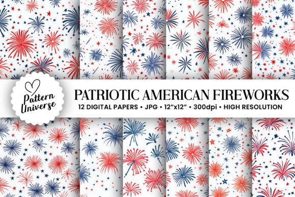 Download Red Blue American Fireworks Patterns - Blue Collection
