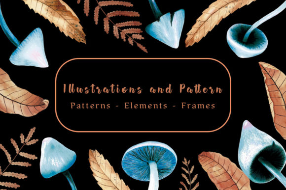 Download Blue Mushrooms Forest - Patterns - Blue Collection
