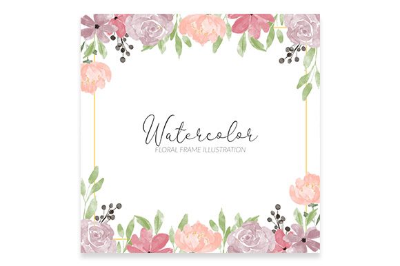 Download Watercolor Square Rose Floral Frame - Floral frame Collection