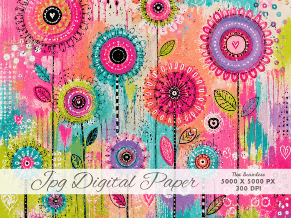 Download Flower Pop Abstract Digital Paper JPG - Abstract digital Collection
