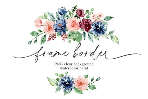 Download Floral Frame Border, Pink Blue Flowers. - Floral frame Collection