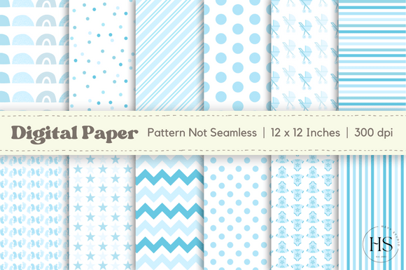 Download Blue Baby Boy Digital Paper Pattern Pack - Blue Collection