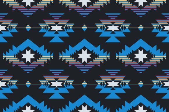 Download Colorful Blue Native American Pattern - Blue Collection