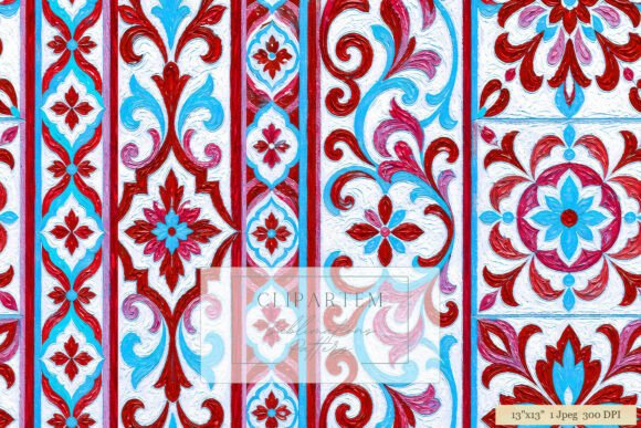 Download Moroccan Tile Damask Red Blue Pattern - Blue Collection