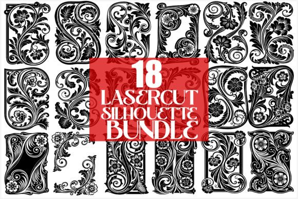Download Elegant Laser Cut Floral Frames Bundle - Floral frame Collection