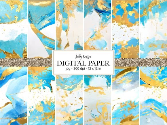 Download Blue and Gold Abstract Textures Paper - Blue Collection
