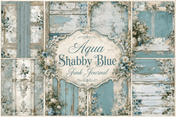Download Aqua Shabby Blue Junk Journal - Blue Collection